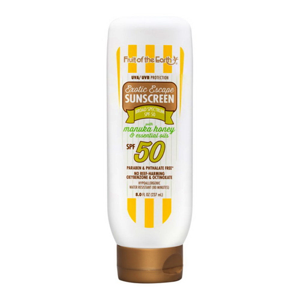 Fruit of the Earth SPF 50 Sunscreen with Manuka Honey & Essential Oils, 8 Oz